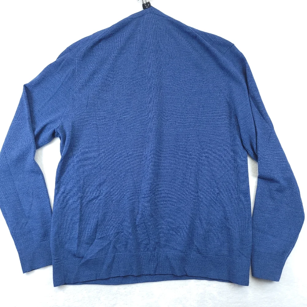 Ralph Lauren POLO Sweater Italian Yarn Men's MEDIUM M Blue Knit V-NECK